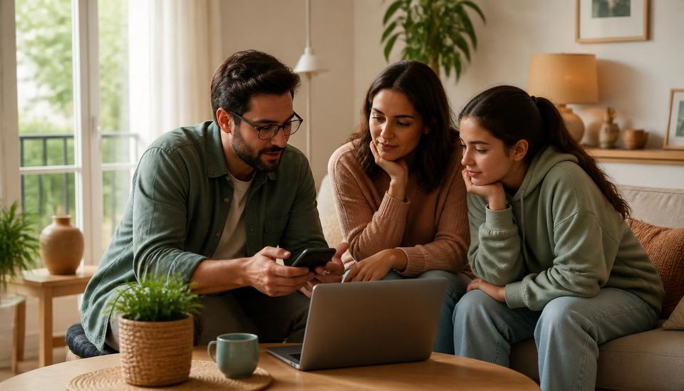 Un professionnel Zéphir Care configure les appareils d'une famille, à leur domicile